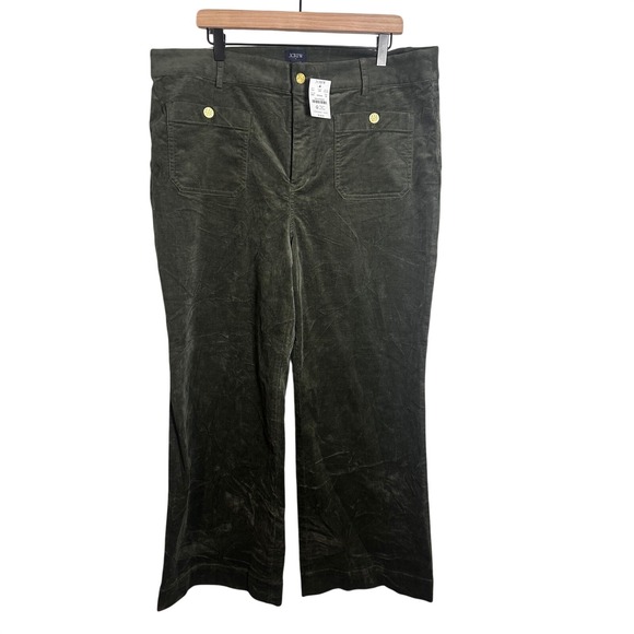 J. Crew Factory Pants - J.Crew Lizzie Wide-Leg Corduroy Patch-Pocket Pant‎ Green Plus Size 34 NEW